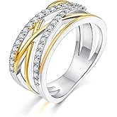 LILIE&WHITE Two Tone Silver And Gold Rings For Women Intertwined Crossover Rings Gold Silver Statement Rings Jewelry Gifts