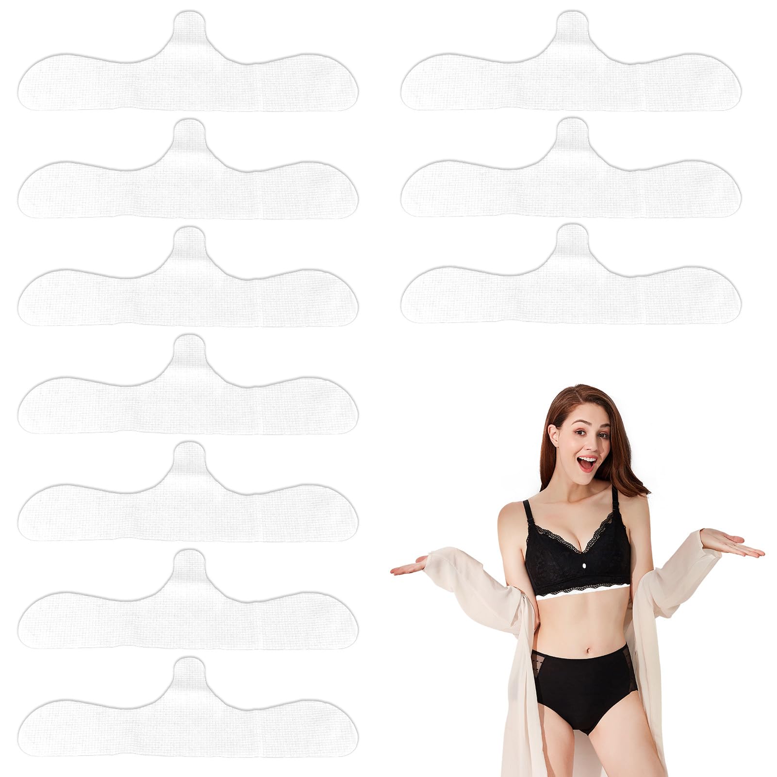 Photo 1 of 10 Pcs Cotton Tummy Chest Liners for Sweat Rash, 49x17cm Plus Size Absorbent Pads for Men & Women, Soft Under Breast Sweat Liners to Prevent Skin Irritation (Chest Liner)