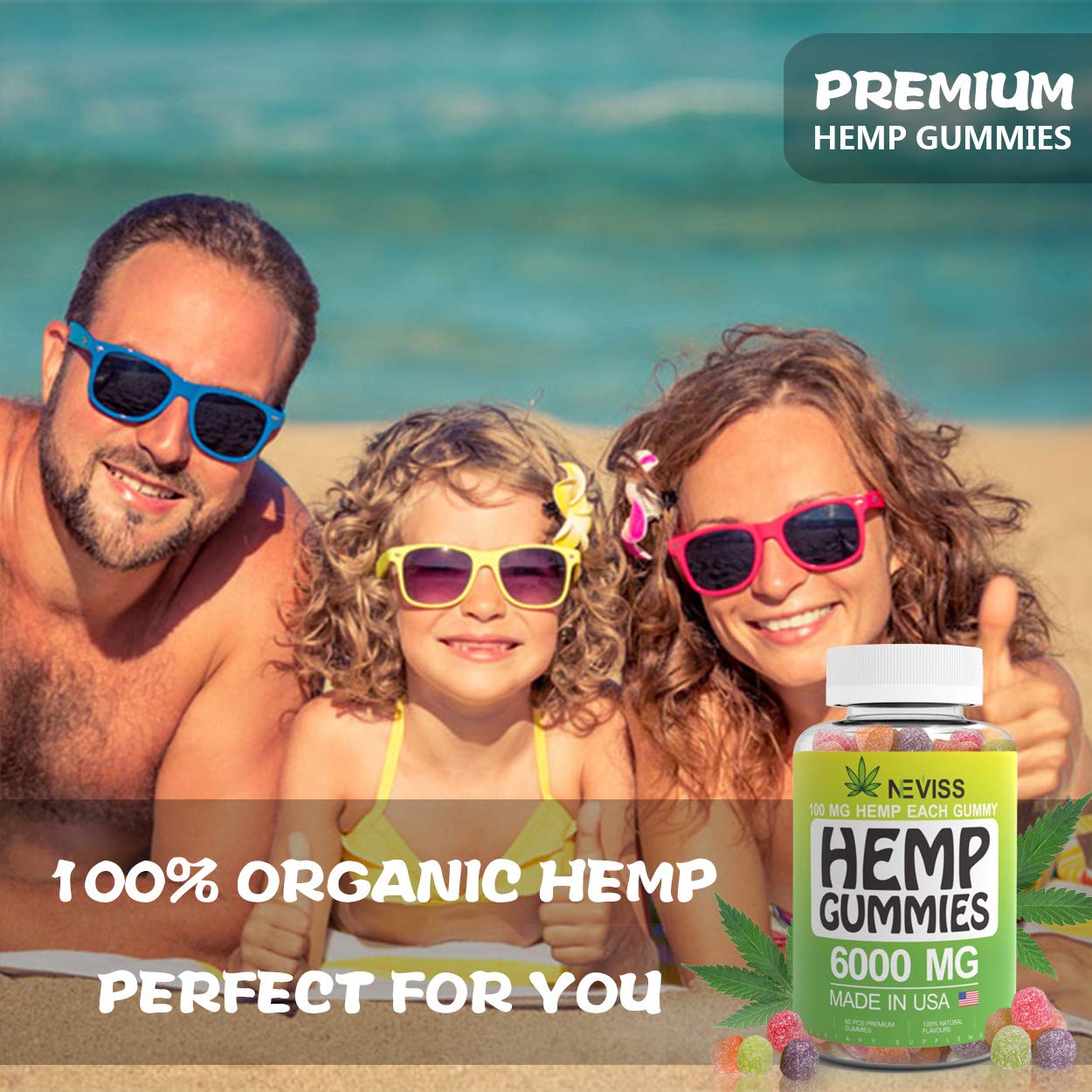 Omega 3, 6 & 9 Gummies 6000 MG - Natural Premium Herbal Extract - Omega Organic Gummies - Relaxing, Pain Relief, Stress & Anxiety Relief - Made in USA