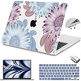 Teryeefi for MacBook Air M4 M3 M2 13.6 inch Case 2025 2024-2022,Fit Model A3240 A3113 A2681, Laptop Hard Shell Cases with Keyboard Cover & Screen Protector for MacBook Air 13.6", W-Flowers