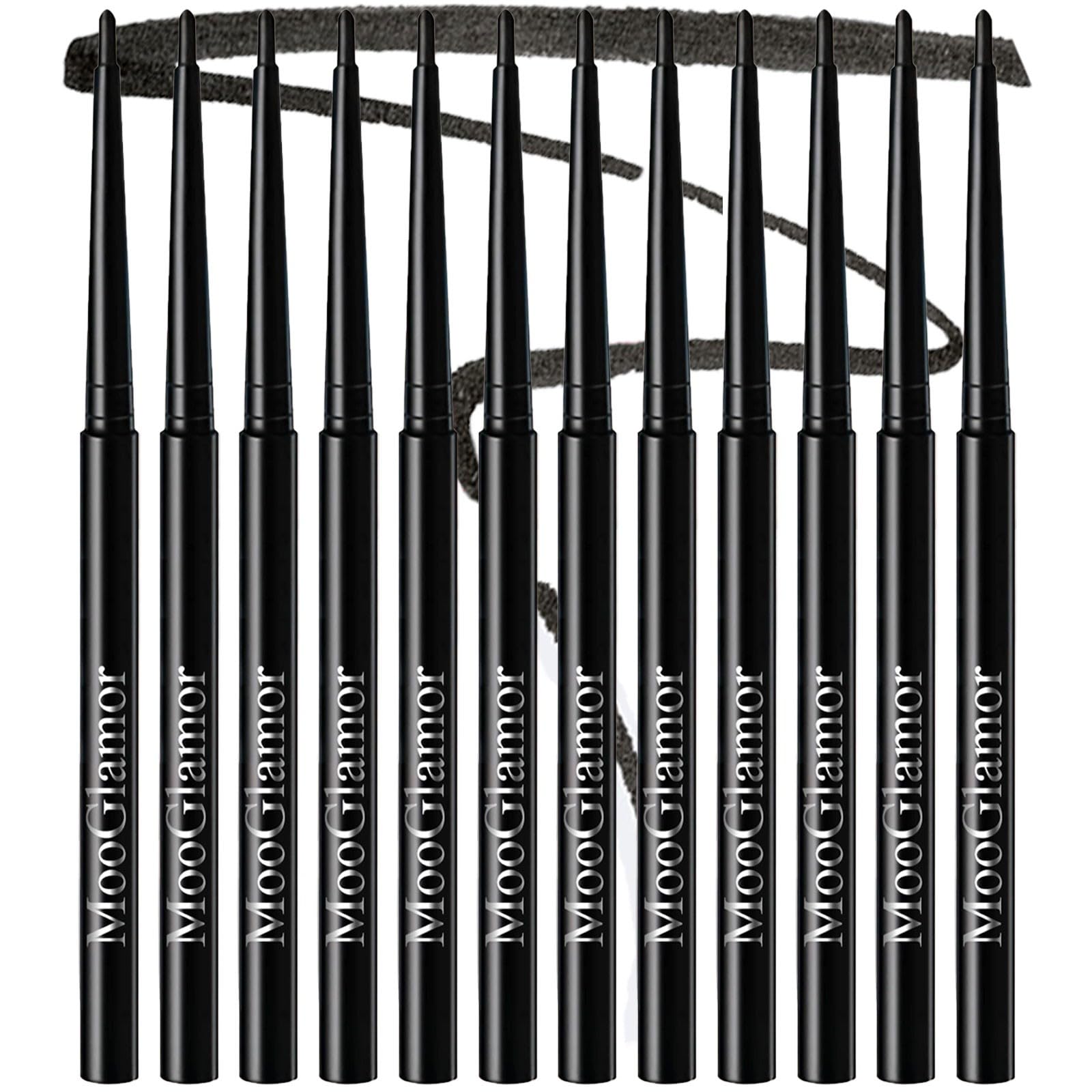 Photo 1 of MooGlamor 12 Pcs Black Eyeliner Pencil Gel Eyeliner Pen with Retractable and Waterproof Eye Liner for Bold and Defined Eye Liner(Black)