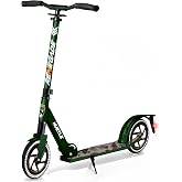 Foldable Kick Scooter for Adults &amp; Teens with Adjustable Handlebar | Supports riders up to 220 lbs with 8" PU wheels, alloy deck, foldable design, carry strap, and 3 adjustable heights, Camo