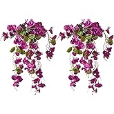 INSUNSIX 2Pcs Rose Red Artificial Silk Hibiscus Flower Hanging Decorations, UV Resistant Outdoor Faux Hibiscus Flowers for Home Outdoor Artificial Flower Decorations
