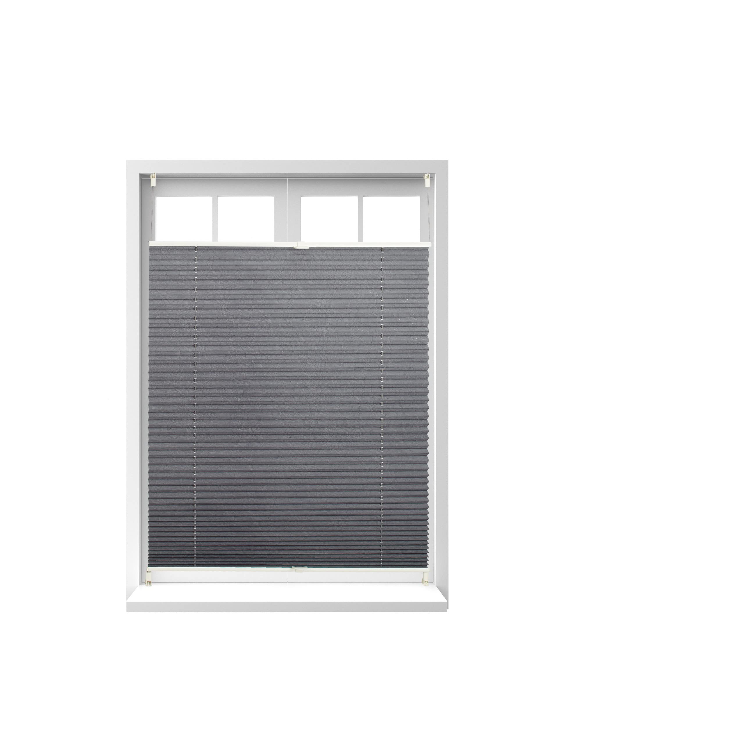 Relaxdays Pleated Blinds, No-Drilling, Adhesive Klemmfix, Folding Roller, Transparent, Shades, Grey, 90 x 130 cm