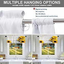 Batmerry White Yellow Sunflower Kitchen Valances