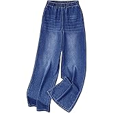 SweatyRocks Girl's Elastic Waist Jeans Casual Straight Leg Denim Pants Long Trousers