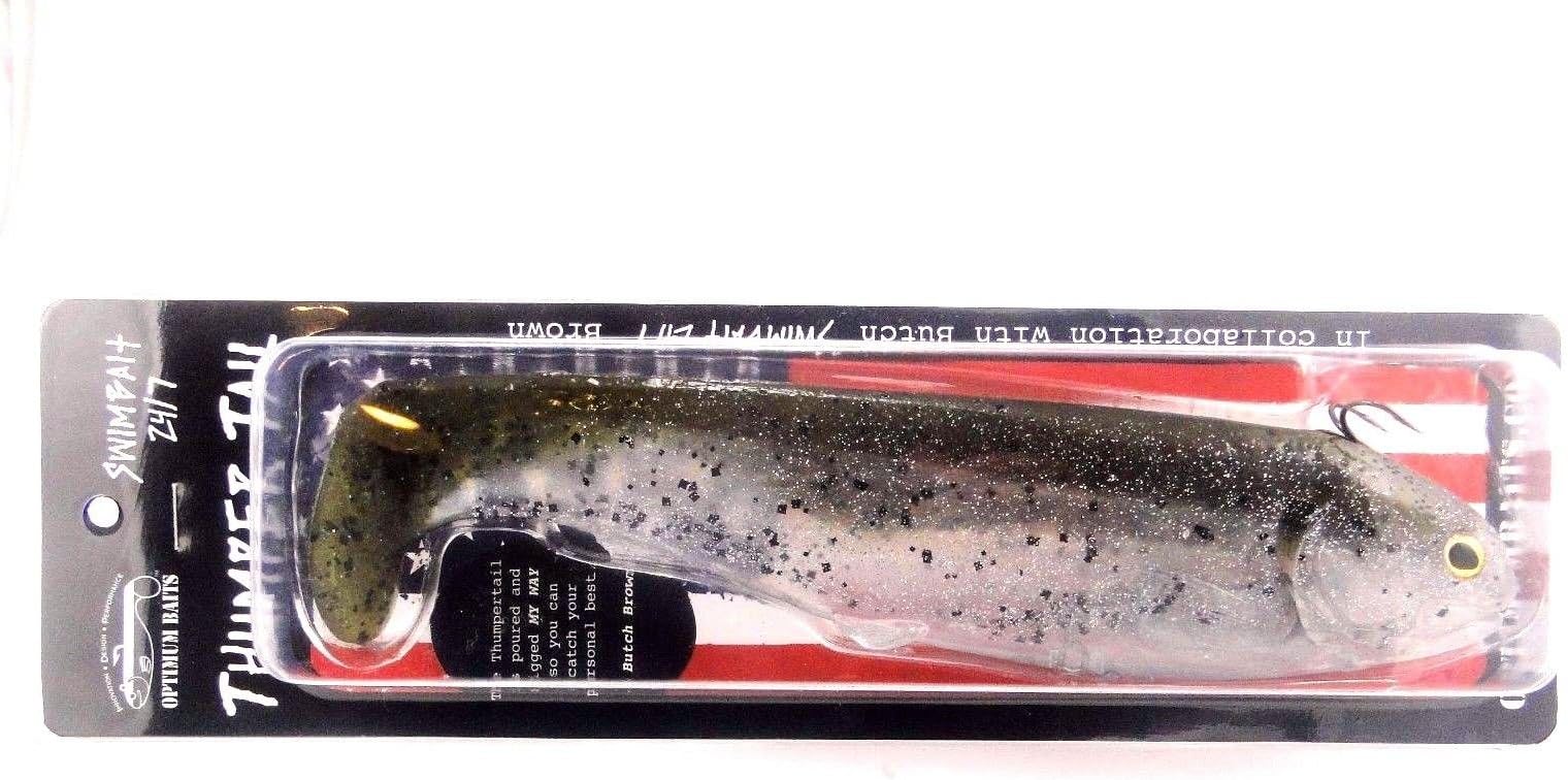 Optimum Baits Thumper Taill Butch Brown Rigged Swimbait