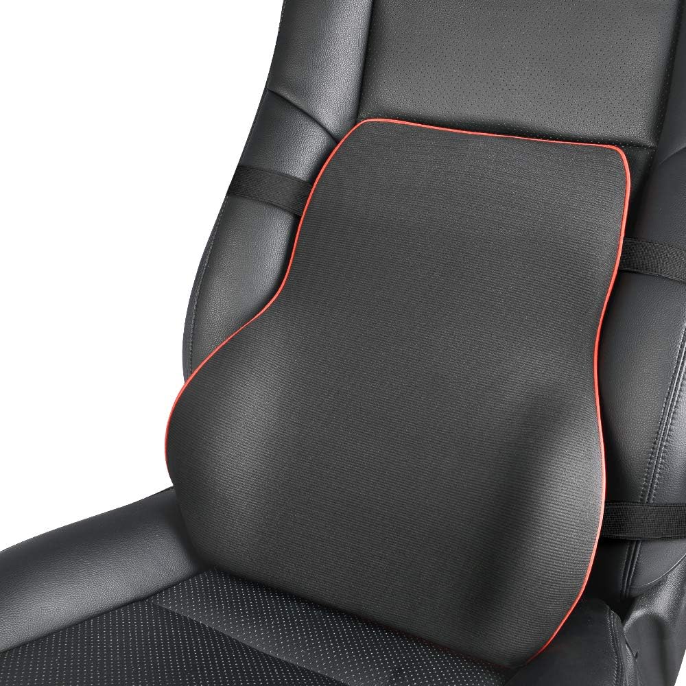 Coussin Lombaire Voiture En Mousse Mémoire Forme - Confort Dos Et Cou - Noir, Orange, Gris