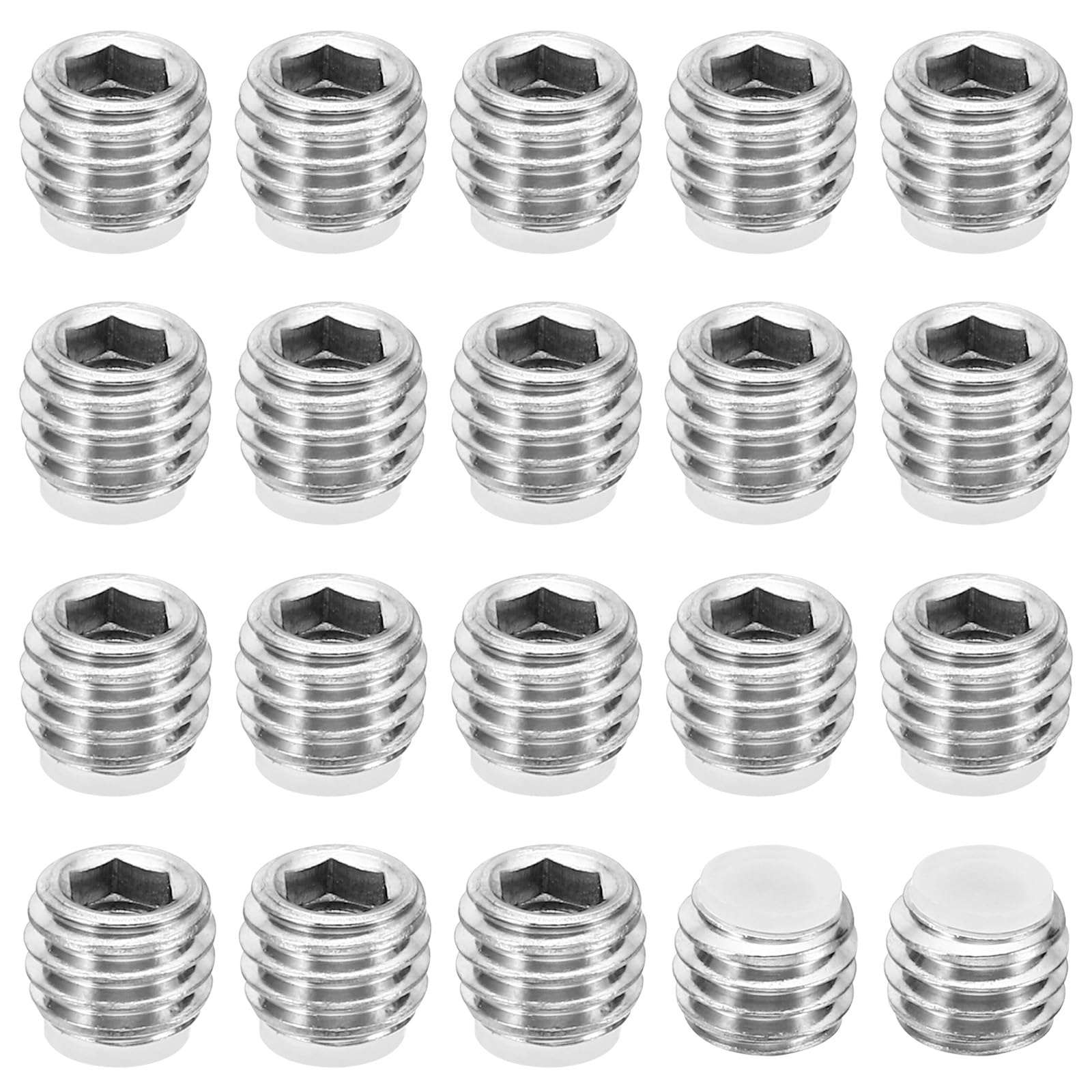 PATIKIL M8x6mm Nylon Tip Grub Screw, 20 Pack Metric Hex Socket Head Cup Point Anti Slip Set Screws Internal Hex Drive Hardware, 304 Stainless Steel