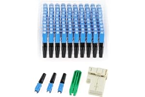 LEITE 20pcs SC UPC Fiber Optic Quick Connector with Matched Tools Fiber Fast Connectors Single Mode SM 9/125 Mechanical Splice for Fiber Network Instrument