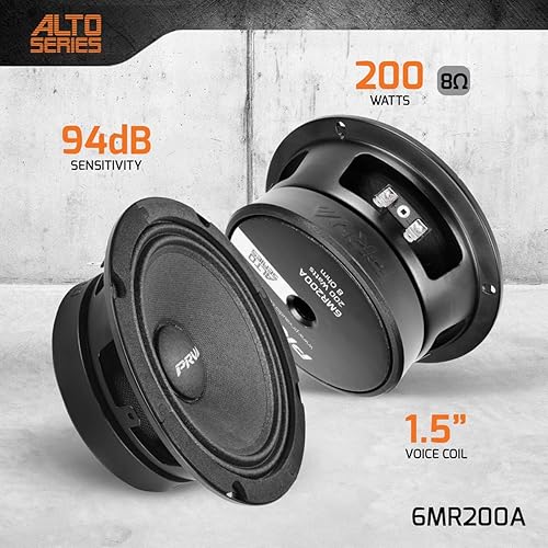 PRV AUDIO Inch Shallow Midrange Speaker, 6MR200A, 200 Watts,