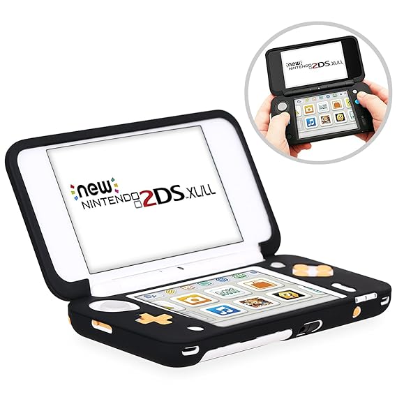 HEYSTOP Nintendo New 2DS XL Silikon Hülle (Schwarz), Antirutsch Silikon-Schutzhülle für Nintendo New 2DS XL (2017) mit Schwar