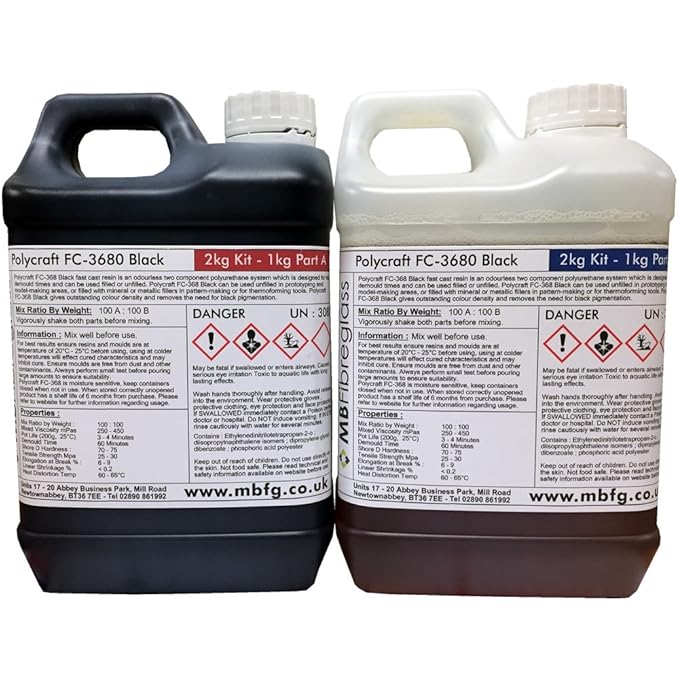 Polycraft FC 3680 Black Polyurethane Casting Resin 2kg Kit (FC3680