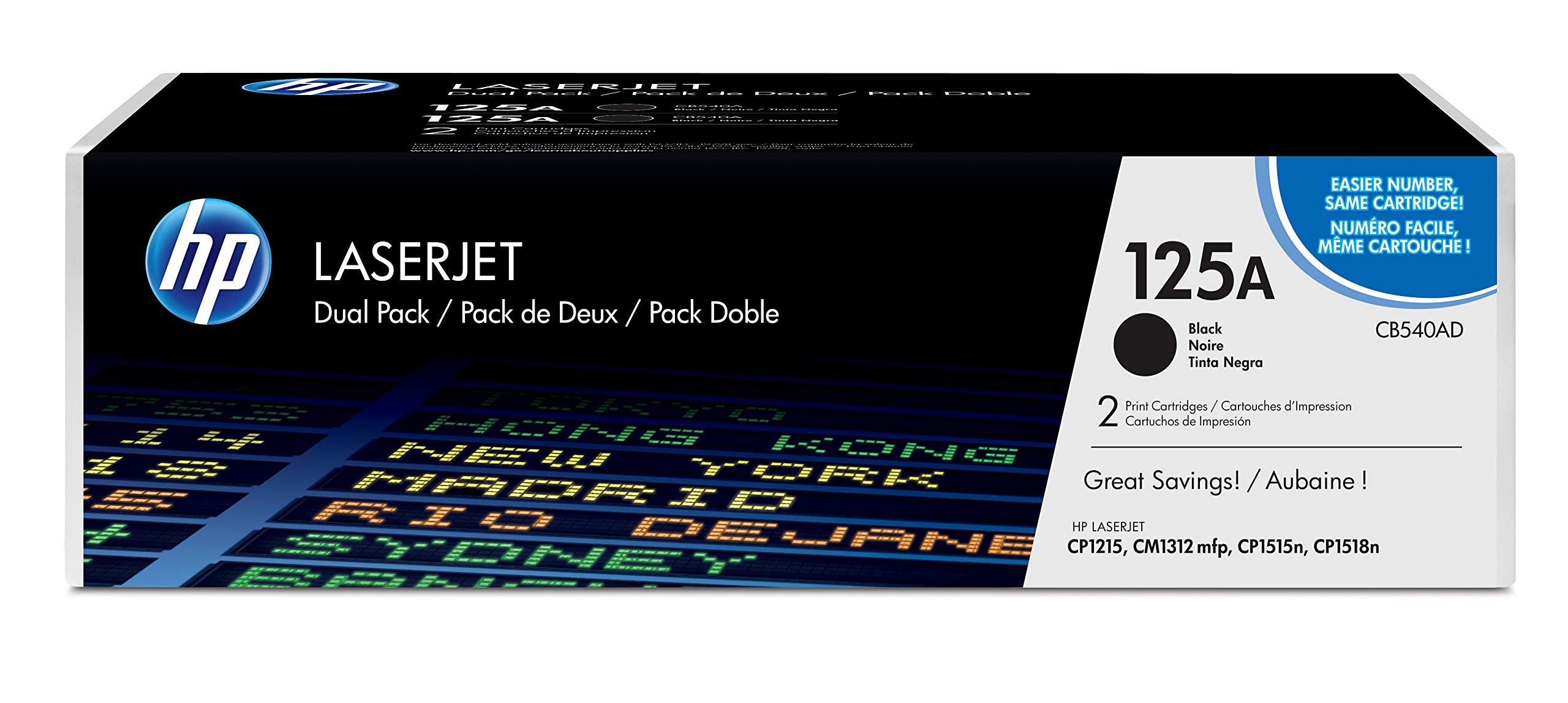 HP 125A | CB540AD | 2 Toner Cartridges | Black
