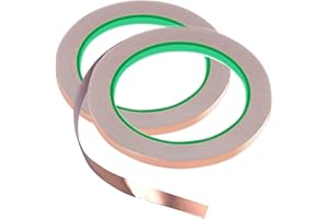 monochef 2pcs Copper Tape with Double-Sided Conductive Copper Foil Tape Self Adhesive EMI Shielding Stained Glass Supplies Soldering Electrical Repairs Paper Circuits Grounding, 1/4inch