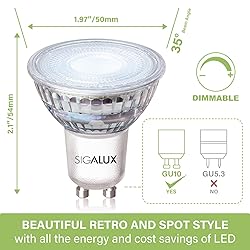 Sigalux GU10 LED Light Bulbs, Dimmable 5000K