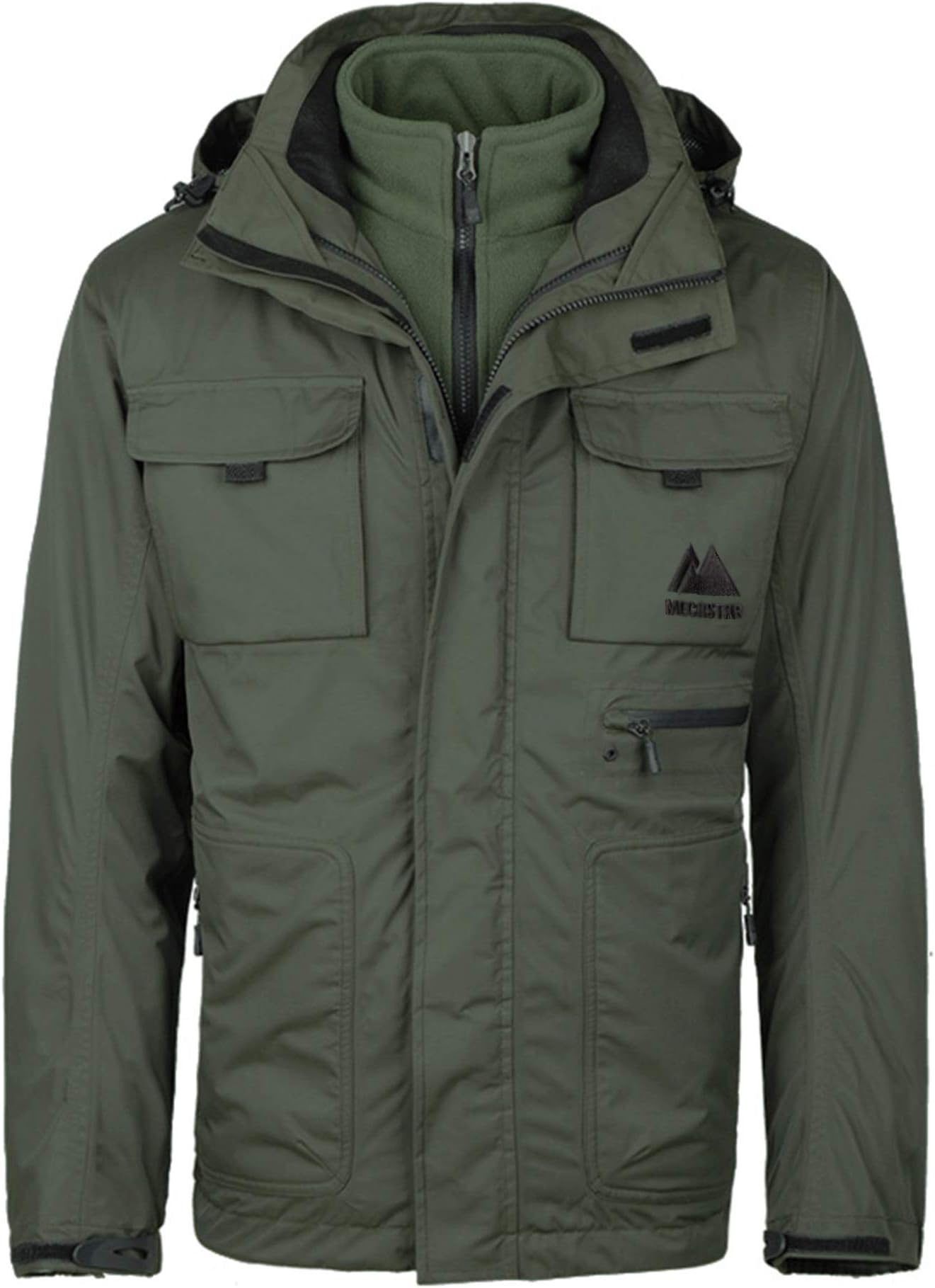 Mens Snowboard Ski Jacket 3-in-1 Waterproof Windproof Warm Winter Shell with Detachable Hood and Fleece Liner