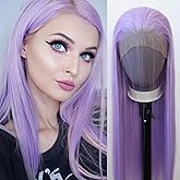 zigzag hair Light Purple Wig Long Straight Light Lavender Purple Synthetic Lace Front Wigs Pre Plucked with Natural Hairline for Fashion Women Heat Resistant Glueless Synthetic Lace Wig (Light Purple)