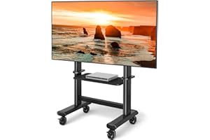TAVR FURNITURE Mobile TV Cart Rolling TV Stand with Wheels for 55-100 Inch LCD LED Flat Curved Screens up to 250 lbs, Max VESA800x600 mm Heavy Duty Portable Floor TV Stand Large Base Trolley Height Adjustable