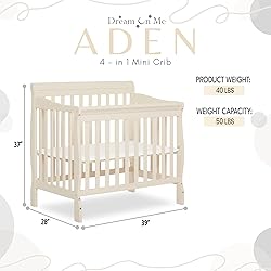 Dream On Me Aden 4-in-1 Convertible Mini Baby Crib