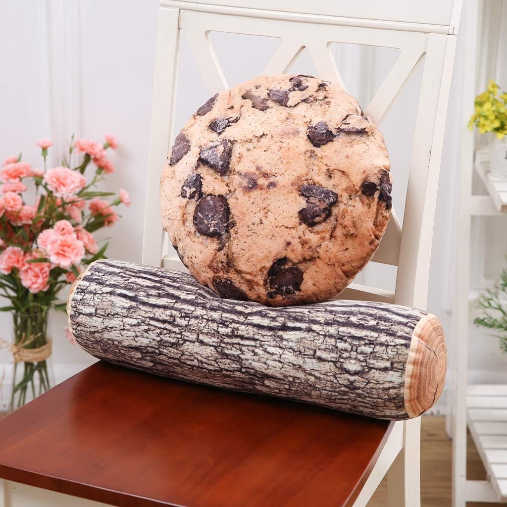 HYSEAS Decorative Round Throw Pillow, 3D Digital Print Comfortable Kids Funny Cute Wood Log Pillow Cylinder Floor Cushion for Home, Couch, Sofa, Bedroom, Living Room Decor, Trunk: Home & Kitchen