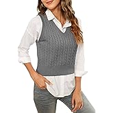 HOCOSIT Women's Knitted V-Neck Vest Argyle Plaid Preppy Style Sleeveless Pullover Crop Sweater Vest
