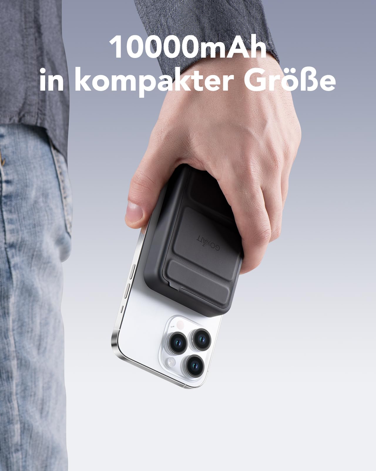 GOWATT Power Bank 10000mAh 20W Magnetische Powerbank Faltbarer USB C Wireless Powerbank Kompatibel mit MagSafe für iPhone 16/15/14/13/12 4