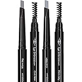 Eye Embrace Light Gray Eyebrow Pencils: Warm Betty & Cool Helen 2 Pack Bundle - Waterproof, Double-Ended Automatic Angled Tip & Spoolie Brush, Cruelty-Free