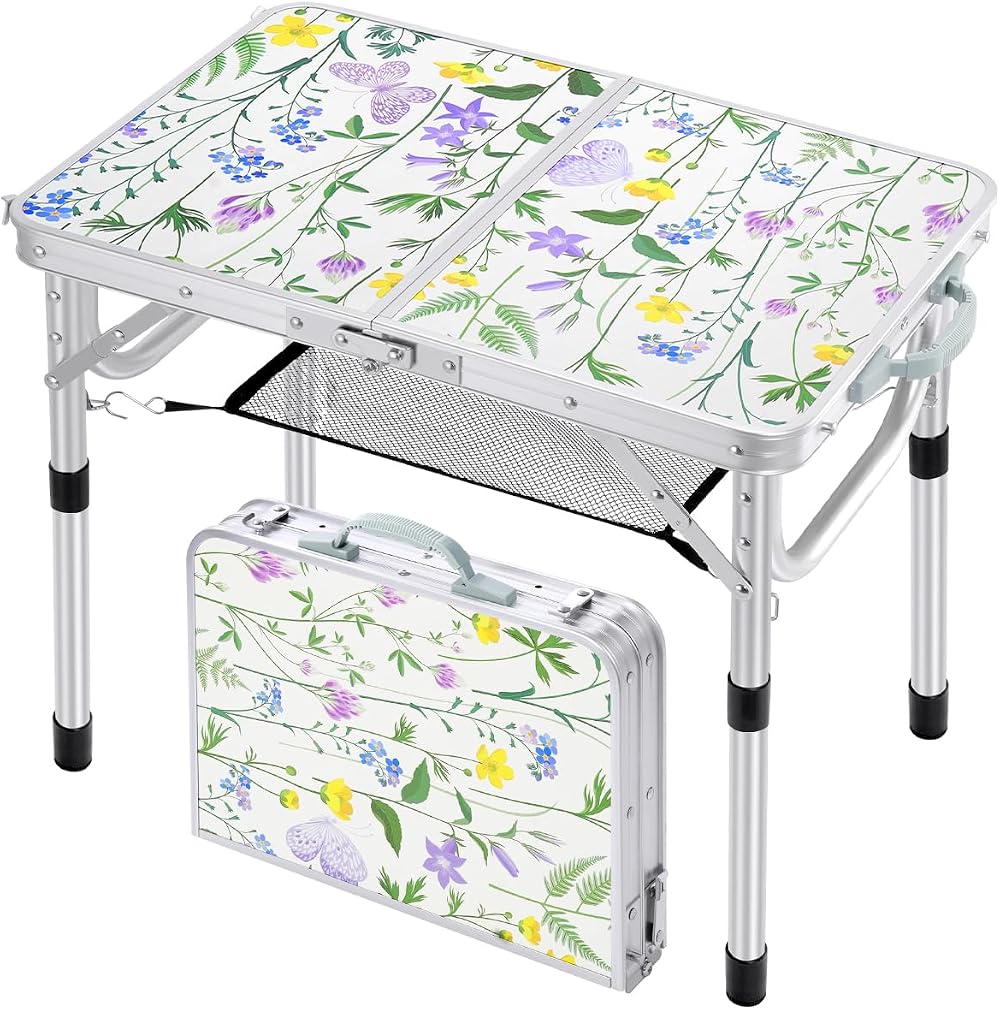 Sportneer Folding Camping Table 60x40 cm Adjustable 4 Height Positions