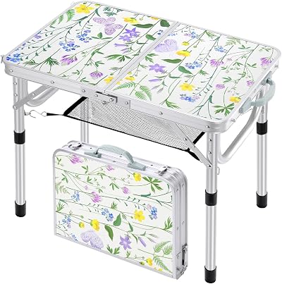 Sportneer Folding Camping Table 60x40 cm Adjustable 4 Height Positions