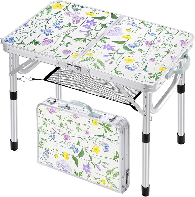 Sportneer Folding Camping Table 60x40 cm Adjustable 4 Height Positions