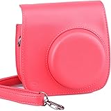 [Fujifilm Instax Mini 8 Case] - CAIUL Comprehensive Protection Instax Mini 8 Camera Case Bag With Soft PU Leather Material (Raspberry)