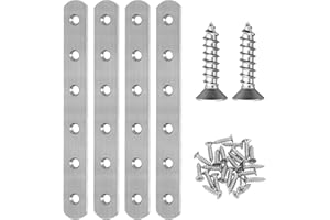 AUGHOA 4 PCS Straight Brackets, Stainless Steel Flat Straight Brace, 6 inch, Metal Brackets with 24 Screws for Furniture Repair Fixing