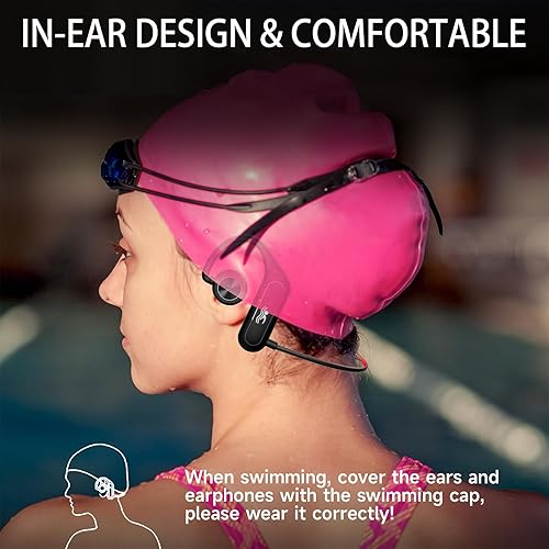 MTYBBYH Waterproof Headphones for Swimming,IPX8 Waterproof 8GB MP3 Player Wireless Bluetooth Swimming Headphones with Noise Cancelling Mic for Swimmin Earphones Best Underwater Mp3 Player MTYBBYH Swimming Headphones