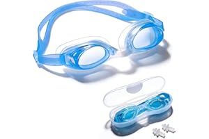 Adjustable Clear Swimming Goggles,Anti-Fog Lens & Watertight Seal for Lap Swimming and Training, Form-Fitting Pool Swim Gear