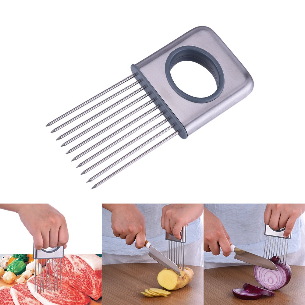 OSHIDE Onion Holder Vegetable Potato Cutter Slicer Gadget Stainless