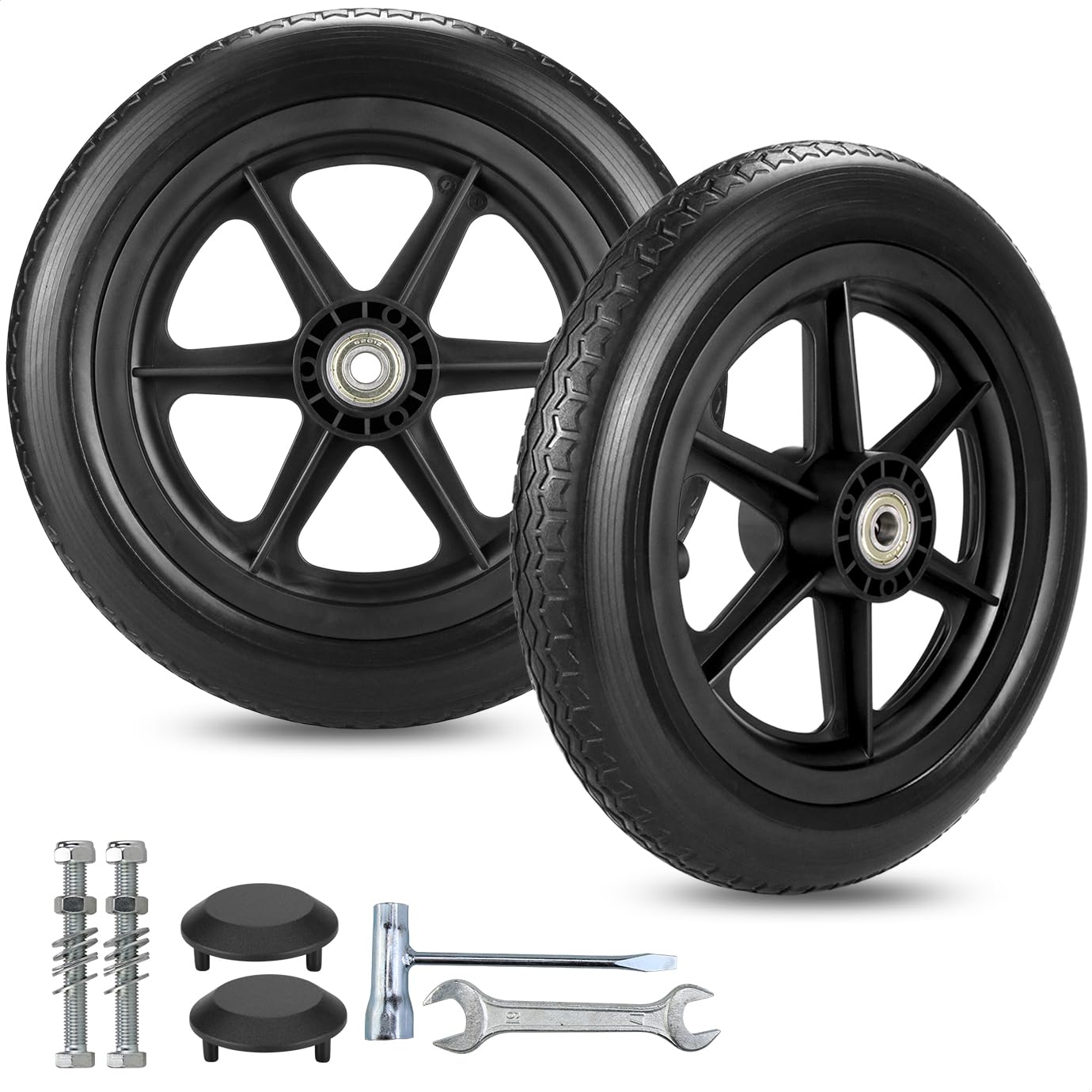 Mua Pair of 12 Inch Wheelchair Replacement Wheels, 12 1/2 x 2 1/4" Solid Tire Rear Wheels for