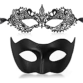 FaceWood Masquerade Mask for Women Men Couple Venetian Lace Halloween Masks for Costume Mardi Gras Party