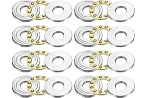 uxcell 8pcs F8-22M Thrust Ball Bearings, 8mm x 22mm x 7mm Miniature Thrust Bearing with Washers Chrome Steel Single Direction for Conveyor Systems Machine Tools