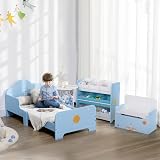 ZONEKIZ Kids Bedroom Furniture Set - Bed, Toy Box, Storage Unit - Blue view 2