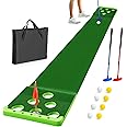 Sagsewful Golf Pong Putting Game Set with Front Border for Indoor&Outdoor, Golf Putting Green Mat Includes 8pcs Golf Balls & Portable Bag,Golf Practice Training Aid for Backyard,Party,Office