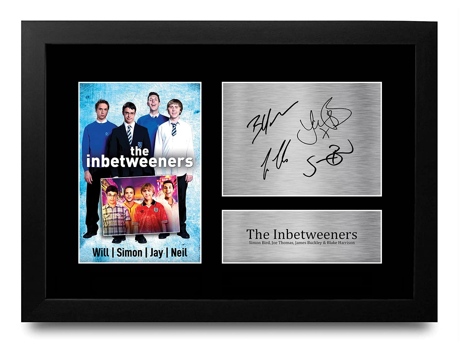 HWC Trading FR A4 The Inbetweeners Simon Bird, Joe Thomas Gifts Printed Signed Autograph Picture for TV Memorabilia Fans - A4 Framed