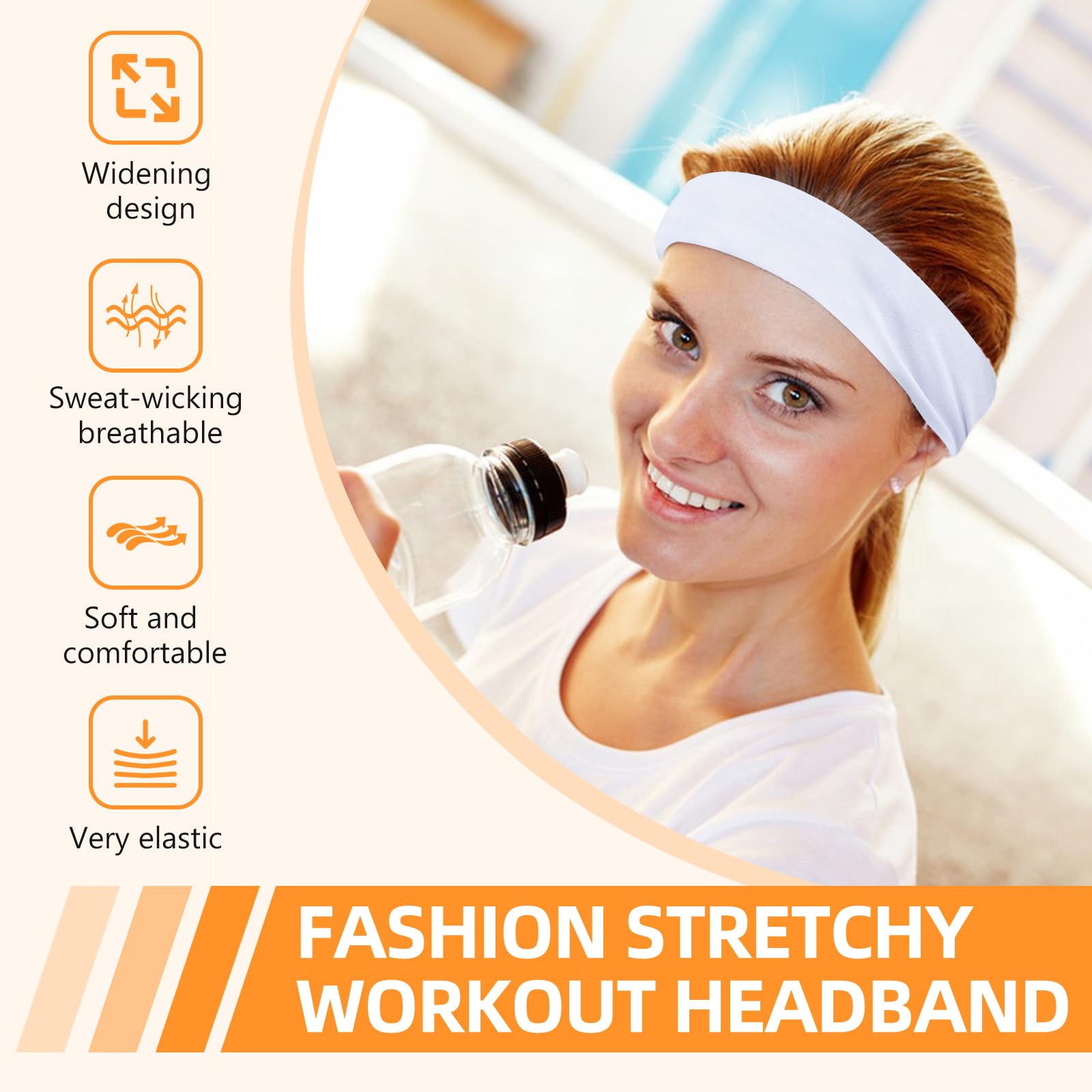 VANRUID 8PCS Summer-Exclusive Non Slip Sports Elastic Soft Running Fashion Headbands Absorb Sweat for Women & Men Working Out, Travel
