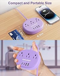 Purple Extension Cord - 10 FT Flat Extension