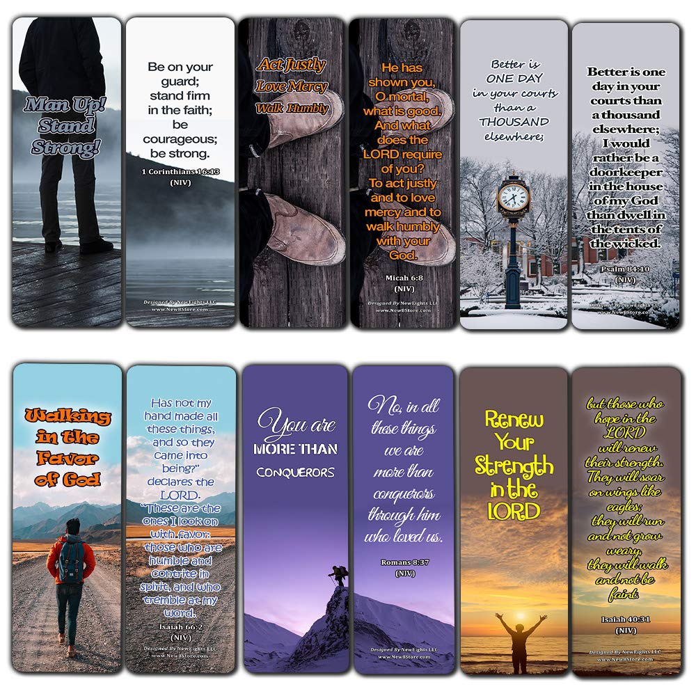 Devotional Bible Verses for Men Bookmarks (30 Pack) - Handy Life Changing Bible Texts and Quotes That are Very Uplifting Perfect for Daily Devotional for Men