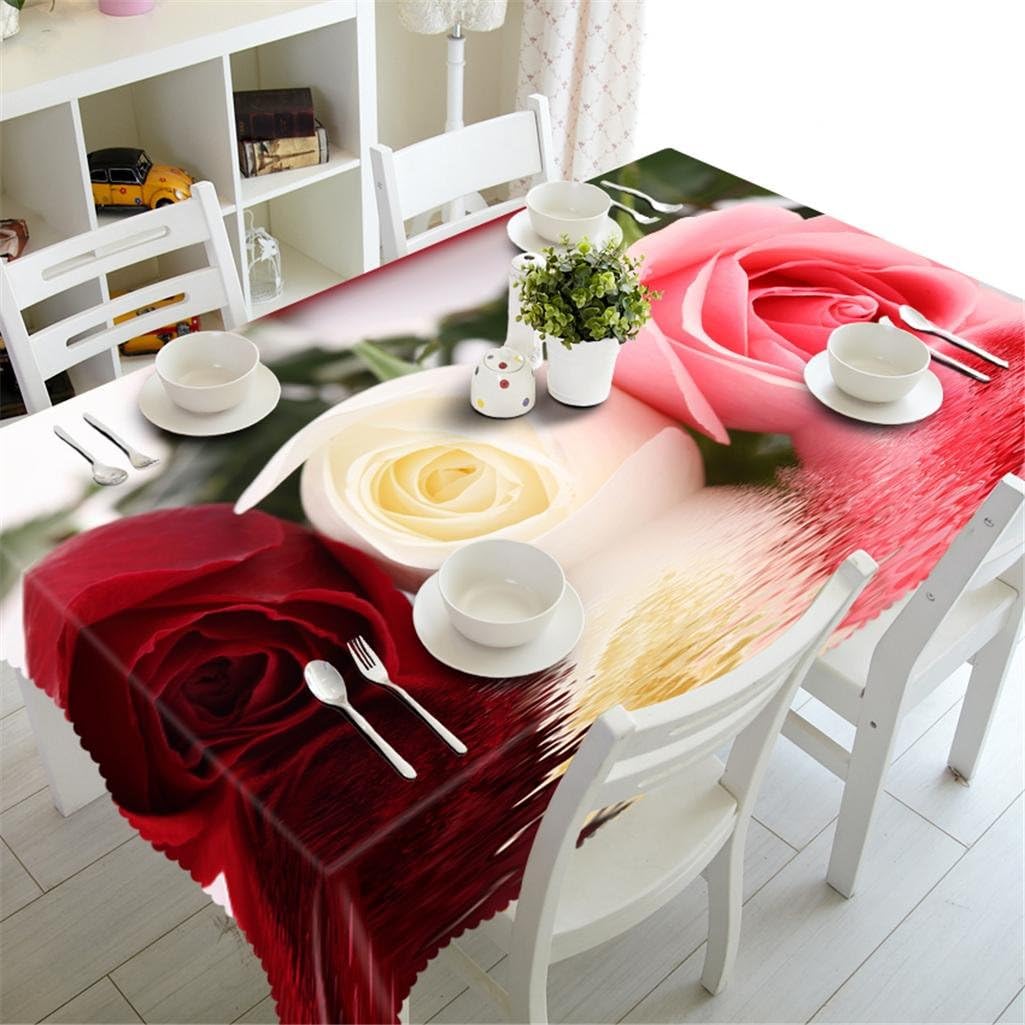 GFYWZ Tablecloth 3D Tulip flower Digital printing Rectangular Dust-proof Kitchen Dinner Table Top Cover Available In Various Sizes , a