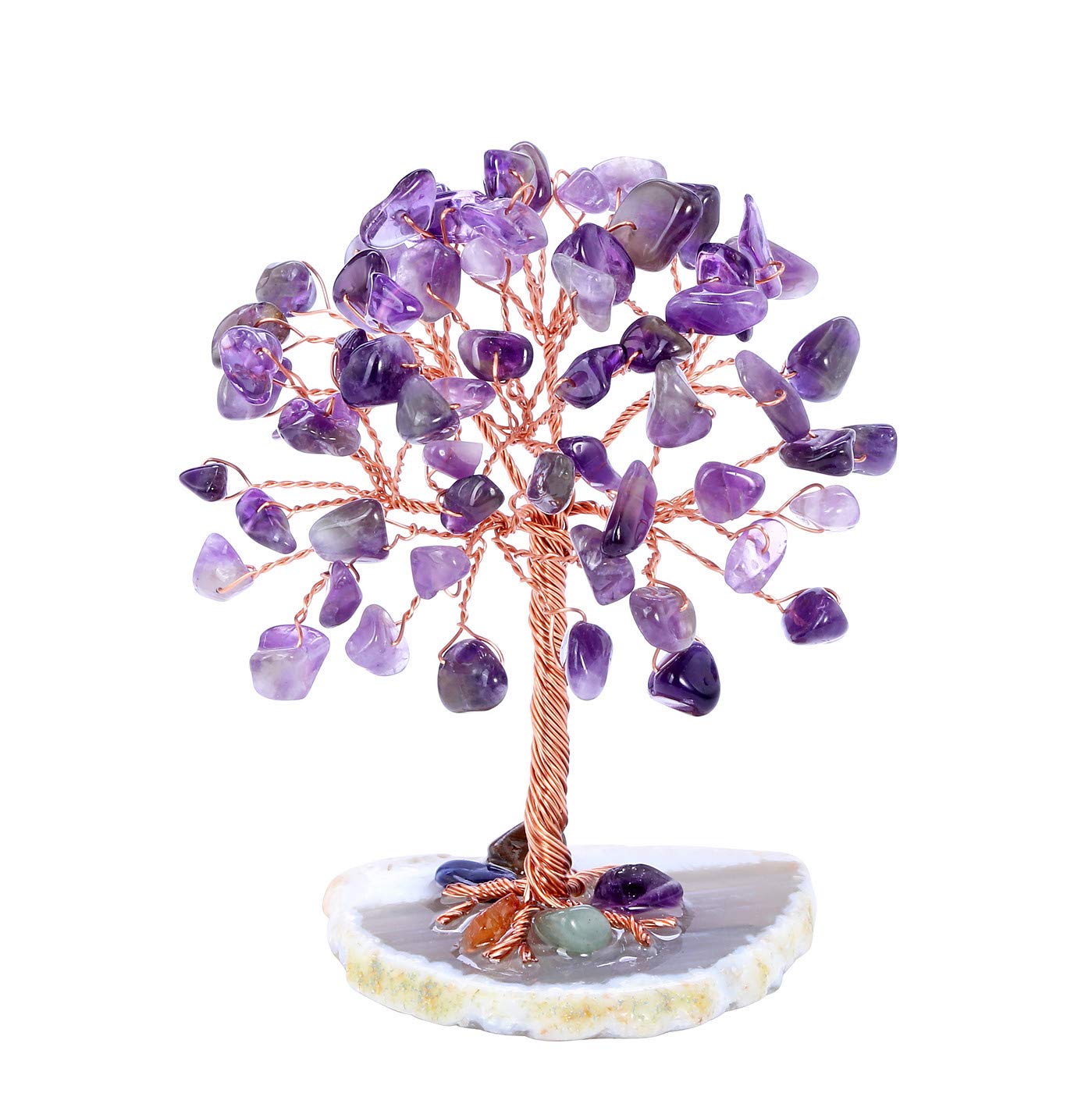 Jovivi Amethyst Crystal Tree, Mini Gemstone Tree of Life Ornaments Purple Amethyst Stone Tree Healing Crystal Spiritual Gifts for Women Mum Birthday Home Office Decor