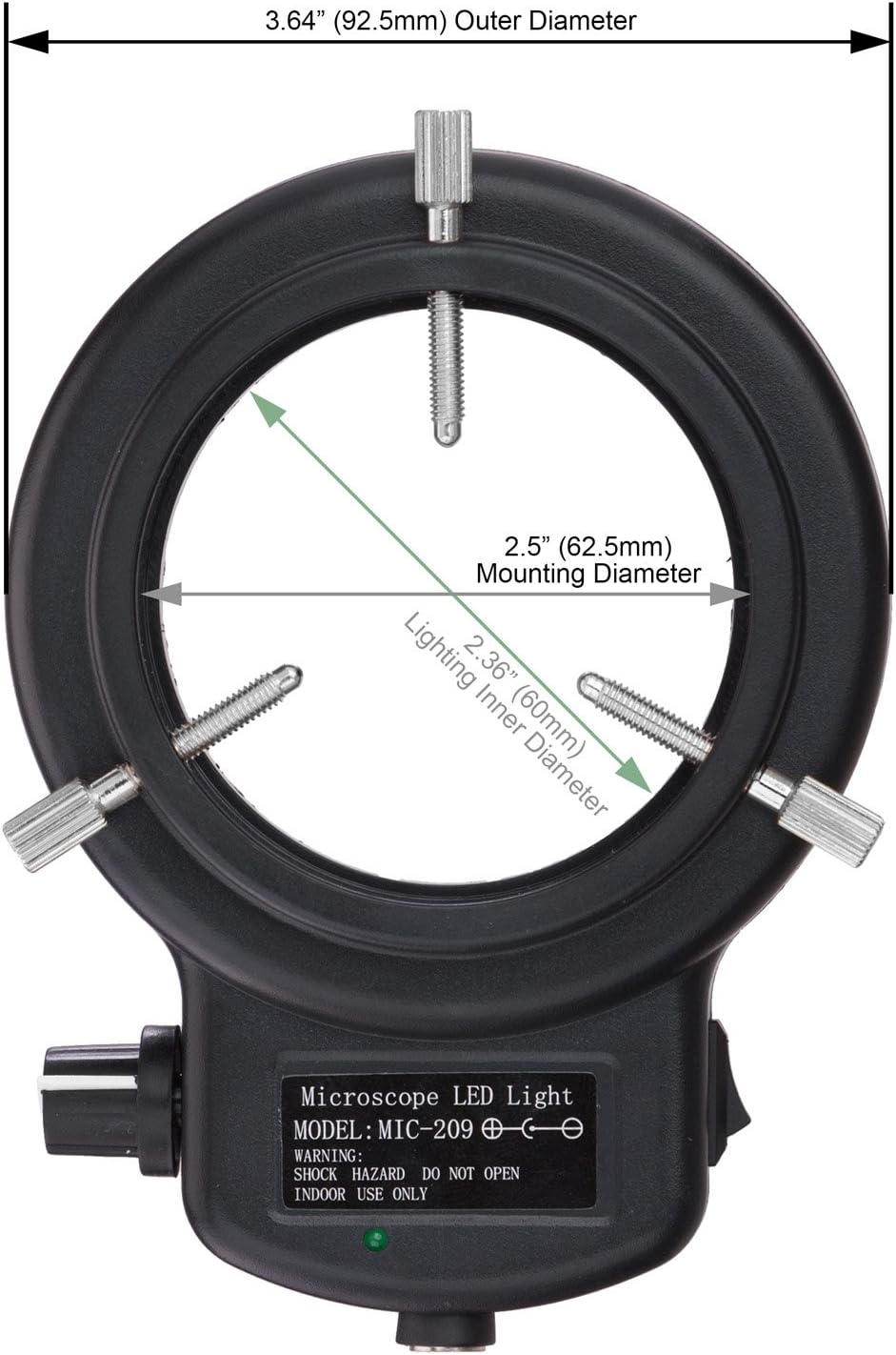AmScope LED-144B-ZK Black 144 PCS Adjustable LED Ring Light for Stereo Microscope & Camera, with Power Adapter, USA Import (Plug A) - Image 3