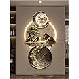 ycnbnwe Modern 3D Wall Art Sculpture with LED Light, Plug-in Clock Home Decor, UV Engraved Wall Hanging for Bedroom, Living Room, Apartment(D,19.7"x39.4")