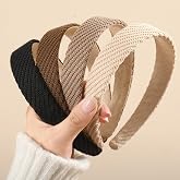 Auseibeely 4 Pcs Headbands for Women Girls Chunky Non Slip Headband 1 Inch Knitted Wide HeadBands for Women's Hair Trendy Fall Winter Solid Colors Soft Elastic Fabric Head Bands Accessories